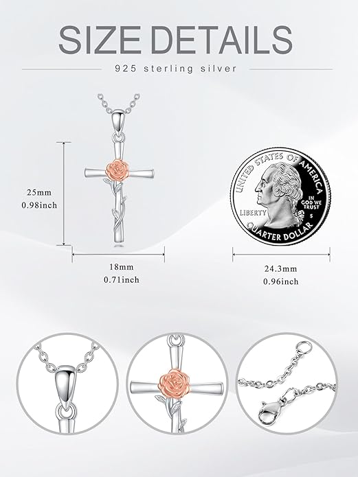 Flower Necklace Sunflower/Violet/Daffodil Necklace Sterling Silver Flower Cross Pendant Jewelry Gifts for Women
