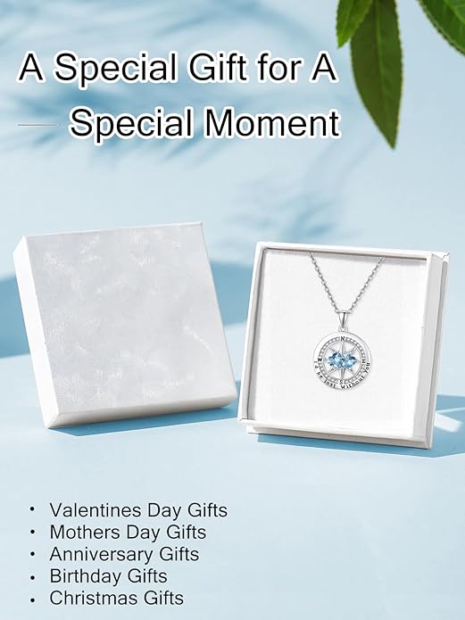 Compass Necklace for Women, Exquisite S925 Valentines Day Anniversary Birthday Gifts for Wife Her Double Birthstone Pendant Jewelry ‘I'd be Lost Without You’