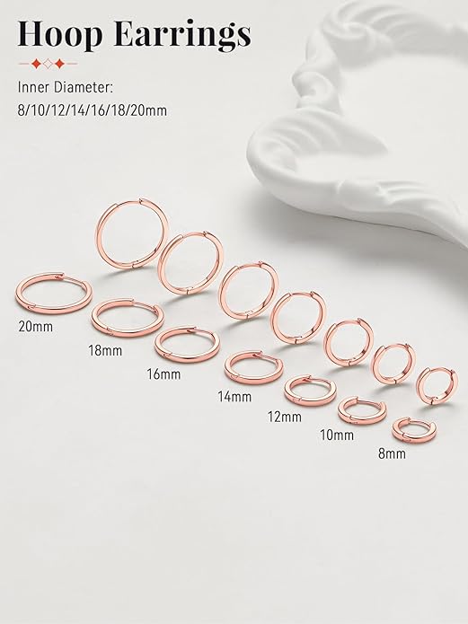 FaithHeart Sterling Silver Hoop Earrings for Women, Hypoallergenic Huggie Hoop Earrings Lightweight Small Cartilage Earrings Hoop Earring Dainty Everyday Earrings 6/8/10/12/14/15/16/18/20mm