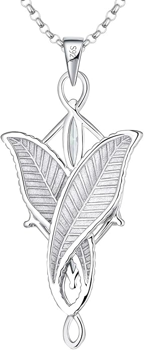 JO WISDOM Arwen Evenstar Necklace,925 Sterling Silver Lord of The Ring Hobbit Pendant Necklace with 5A Cubic Zirconia,Elvish Jewelry for Women