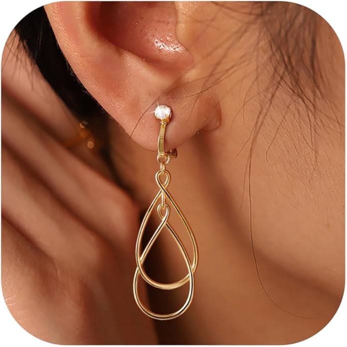 Clip on Earrings for Women Statement Drop Dangle Earrings for Women Jewelry Hypoallergenic Trendy 14K Gold/Silver Plated Earring Non Pierced Earring Jewelry Gifts Wedding Party Fashion Trendy Jewelry Gifts