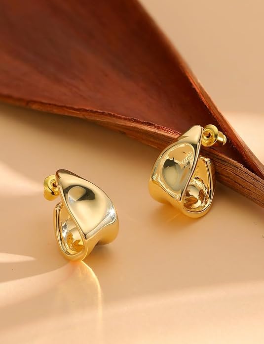 14K Gold Plated Knot Statement Earrings for Women Hypoallergenic Chunky Drop Dangle Earrings - Lightweight Fashion Accessories Gold Jewelry Gifts for Womens Trendy