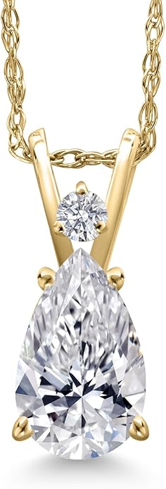 Gem Stone King 0.70 to 3 Carat 14K Gold IGI Certified Pear Shape Lab Grown Diamond Teardrop Pendant Necklace For Women | E-F Color | VS1-VS2 Clarity | With 18 Inch Gold Chain