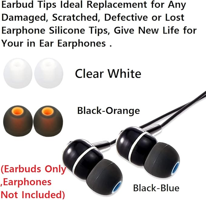 Earbuds Replacement Tips Silicone Earbud Tips Ear Gels Fit for Inner Hole from 3.8mm - 5.1mm Earphones 9 Pairs S/M/L