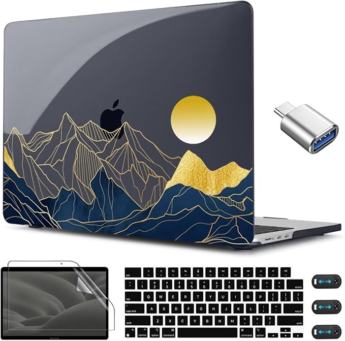 CISSOOK Compatible with MacBook Air 13.6 Inch Case A3240 A3113 A2681, Laptop Hard Shell Mountain Sunshine Cover with Keyboard Cover for MacBook Air 13 M2 M3 M4 Release 2022 2024 2025