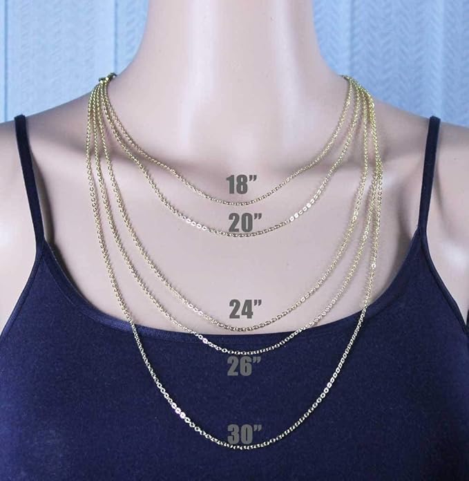 Wholesale 12 PCS Gold Plated Solid Brass Flat Cable Chain Finished Necklace Chains Bulk for Jewelry Making (26 Inch(2 MM))