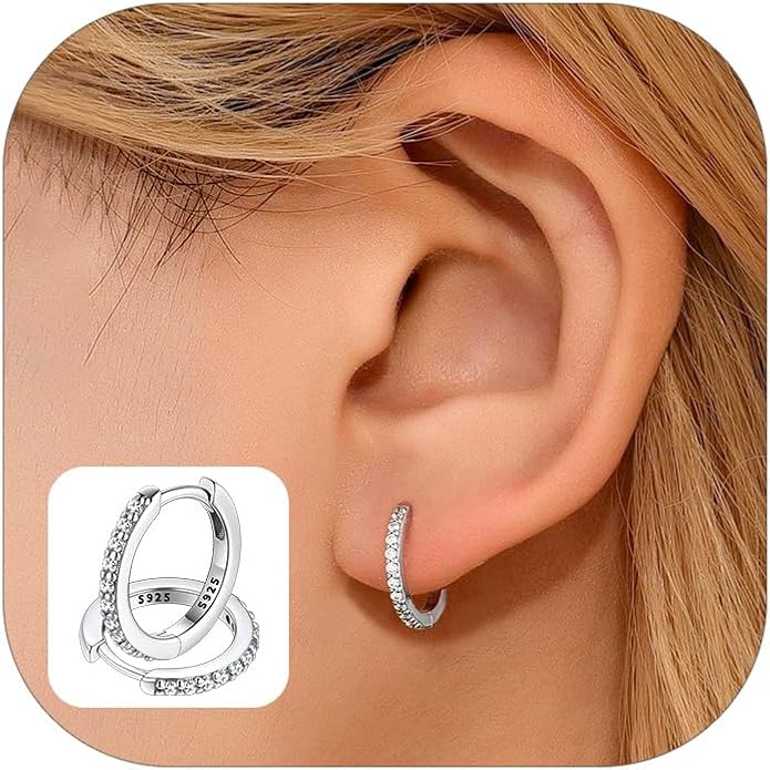 FaithHeart Sterling Silver Hoop Earrings for Women, Hypoallergenic Huggie Hoop Earrings Lightweight Small Cartilage Earrings Hoop Earring Dainty Everyday Earrings 6/8/10/12/14/15/16/18/20mm