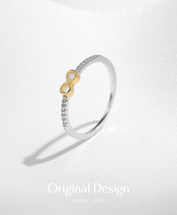 S925 Sterling Silver Infinity & Heart Pavé Ring for Women – Minimalist Twist Design, Everyday Stackable CZ Band, Casual Chic Jewelry