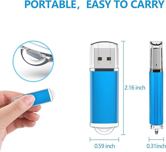 KOOTION Flash Drive 32GB 10 Pack USB 2.0 Thumb Drive Capped Memory Stick Jump Drive, Blue