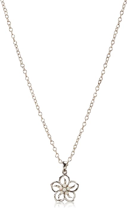Amazon Collection Genuine or Created Gemstone Birthstone Flower Pendant Necklace with Chain in Sterling Silver, 18"