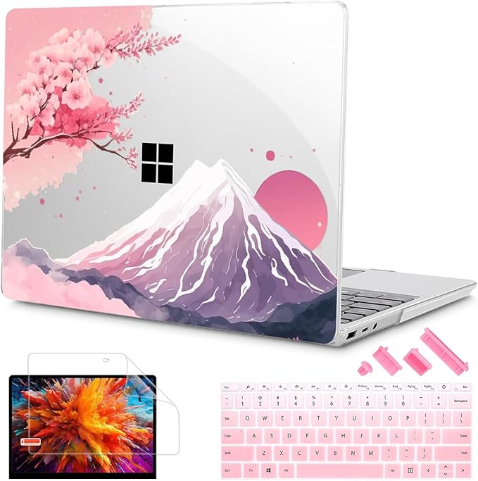 Tuiklol Case for 15 Inch Microsoft Surface Laptop 5/4/3 2022-2020, Model 1979/1953/1872/1873 Hard Shell Cover, Keyboard Cover+Screen Protector+Dust Plugs,Mountain and Tree