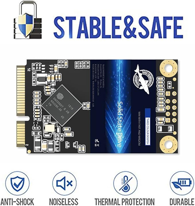 Dogfish mSATA SSD 128GB 3D NAND TLC SATA III 6 Gb/s, mSATA (30x50.9mm) Internal Solid State Drive - Compatible with Desktop PC Laptop - (MSATA 128GB)