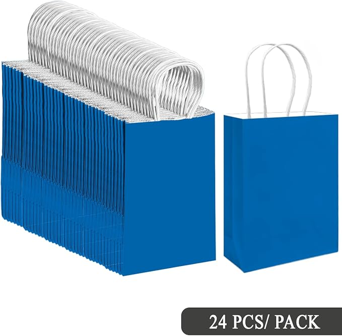 qiqee 30PCS Medium Gift Bag with Handles Bulk 11"x5"x8" Gift Bags Cyan Bags Multiple Uses (Medium Size)