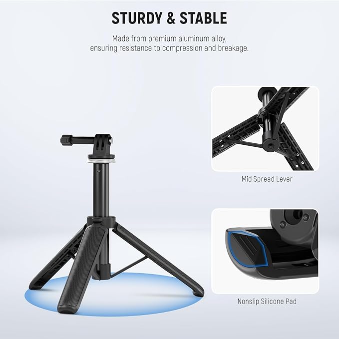NEEWER Basic Selfie Stick Tripod for DSLR Action Camera Webcam, Mini Vlogging Video Desk Stand Accessories Compatible with GoPro Hero 13 12 Insta360 DJI Osmo Action 5 Pro AKASO EK7000 Brave 4 7, TP46