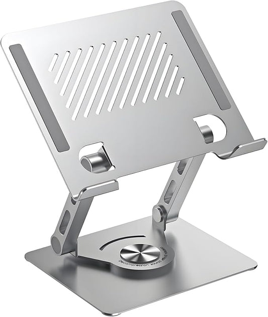 GuaziV 360° Rotating Tablet Stand - Adjustable iPad Tablet Holder for Desk, Foldable iPad Swivel Stand for Home & Office (Argent Silver)