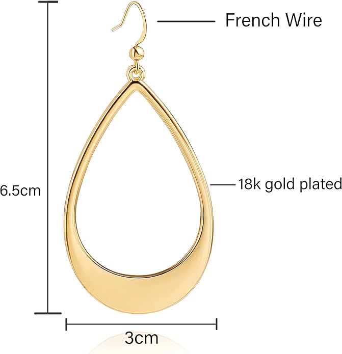 SOFYBJA Dainty 18K Gold Plated Disc Ball Triangle Sunburst Drop Earrings Long Dangle Lightweight Handmade Earrings Jewelry