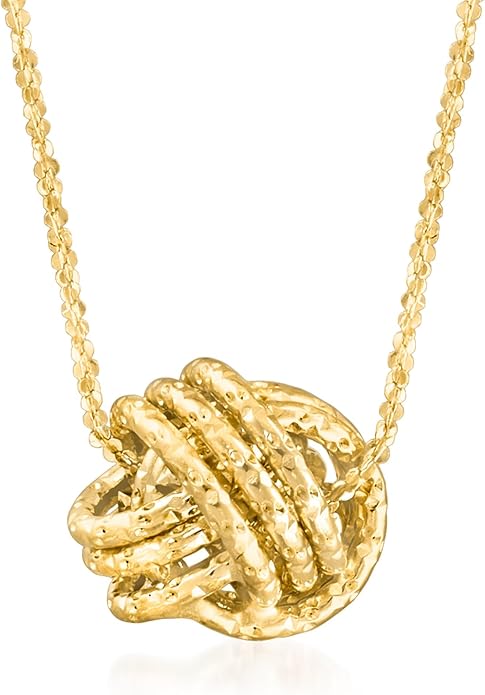 Ross-Simons 0.8mm Italian 14kt Yellow Gold Textured Love Knot Necklace, Necklace for Women, Gold Jewelry, Christmas, Birthday Gift
