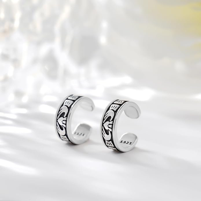 CHIC & ARTSY 925 Sterling Silver Ear Cuffs for Women, Non Piercing Clip On Cartilage Cuffs, Adjustable Fake Conch & Helix Earrings, Gold Plated & Oxidized Various Styles