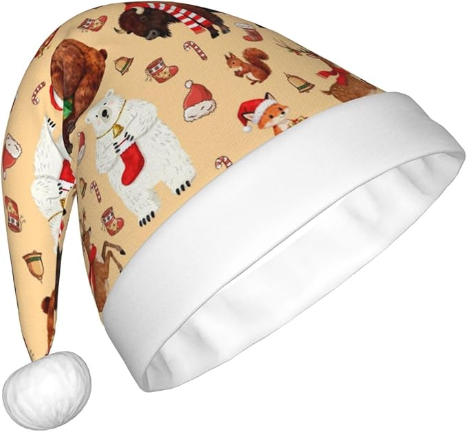 Christmas Santa Hat for Adults,Holiday Unisex Xmas Hat for New Year Party Headwear