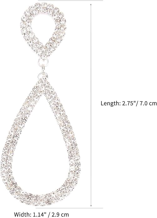 Rhinestone Teardrop Dangle Earrings Sparkly Wedding Jewelry