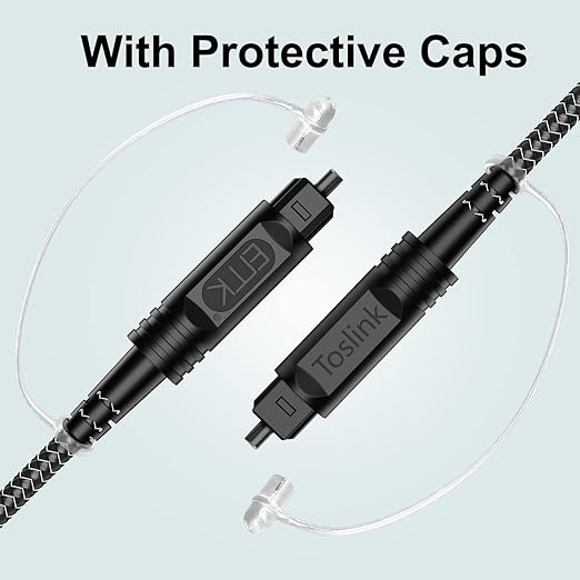 EMK Digital Optical Audio Cable [15 Feet/5M] - Slim Nylon Braided Toslink Fiber Optic Cable for Sound Bar, TV, Home Theater, PS4, Xbox, Blu-Ray Player & More - High-Speed SPDIF (Black1)