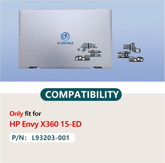 Replacement Laptop LCD Cover Back Rear Top Lid with Hinges for HP Envy X360 15-ED 15M-ED 15T-ED L93203-001 L93204-001 (Silver)