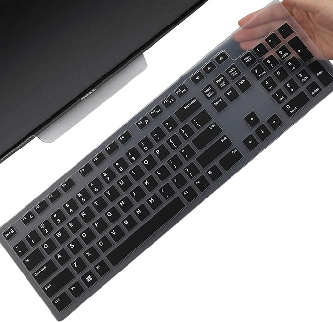 Keyboard Cover Skin for Dell KM636 KB216 KB216t KB216d KB216p Wired & Wireless Keyboard, Dell Optiplex 5250 3050 3240 5460 7450 7050, Dell Inspiron Desktop 24" 27" 5400 5490 7700 7790 3475 3670 3477