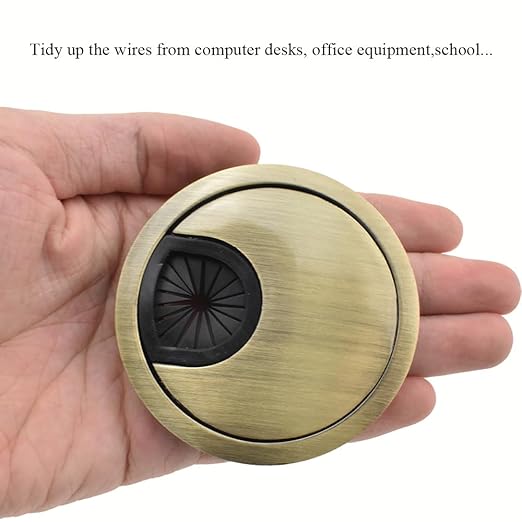HAHIYO 2Pcs 2.4Inch/60mm Bronze Zinc Alloy Desk Grommet Wire Grommet Cable Management Cord Hole Cover Desk Wire Hole Insert Wire Organizer for Computer Office Home School Equipment Systems