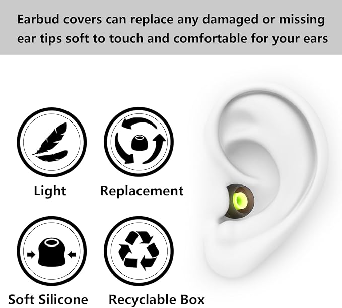 Silicone Replacement Earbud Tips Earbud Covers Ear Tips Fit for in-Ear Headphones (Inner Hole 3.8mm -5.1mm) Earbud Replacement Tips 9 Pairs