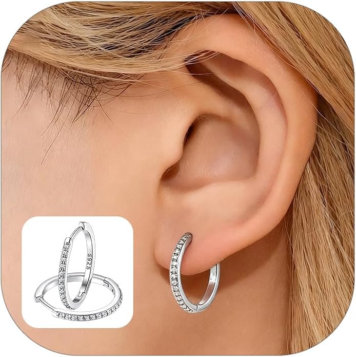 FaithHeart Sterling Silver Hoop Earrings for Women, Hypoallergenic Huggie Hoop Earrings Lightweight Small Cartilage Earrings Hoop Earring Dainty Everyday Earrings 6/8/10/12/14/15/16/18/20mm