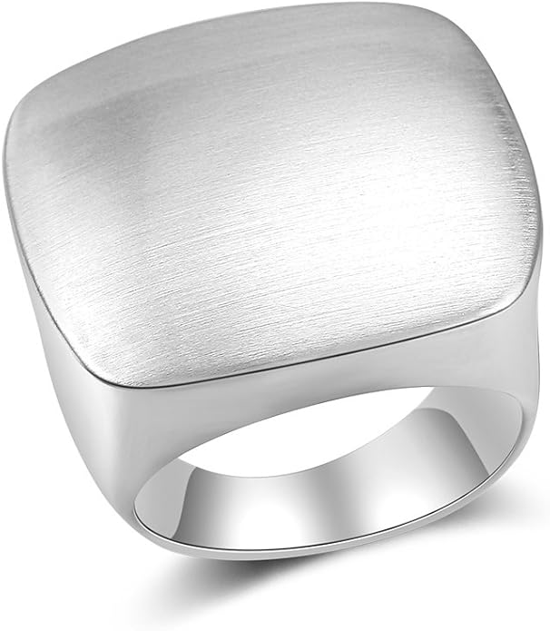 Gold and Silver Rings for Women, Chunky Signet Statement Rings Gold Plated Band Ring Wide Metal Square Rings Cocktail Costume Jewelry