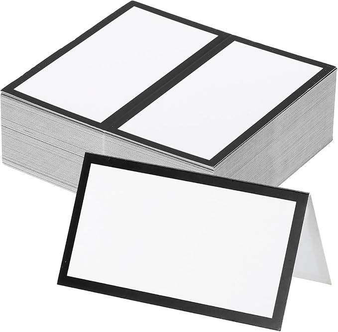 PATIKIL 50Pcs Table Place Cards, 3.5 x 2 Inches Blank Name Place Cards for Table Setting Wedding Reception Buffet, Black