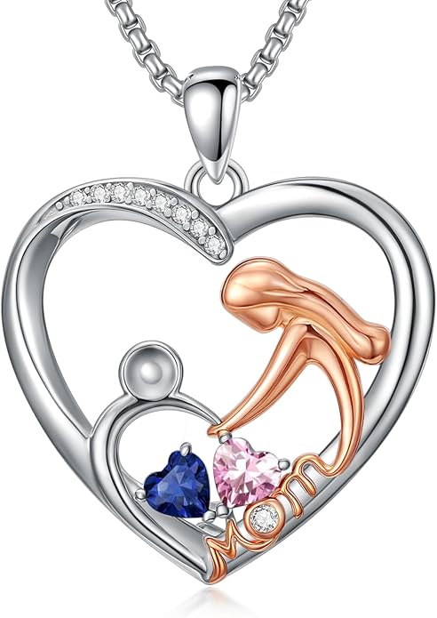 Valentines Day Gift for Mom Mother Daughter Necklace Birthstone Necklaces for Women Anniversary Jewelry Valentine Mothers Day Christmas Birthday Gifts for Mom Women Her Wife Girlfriend