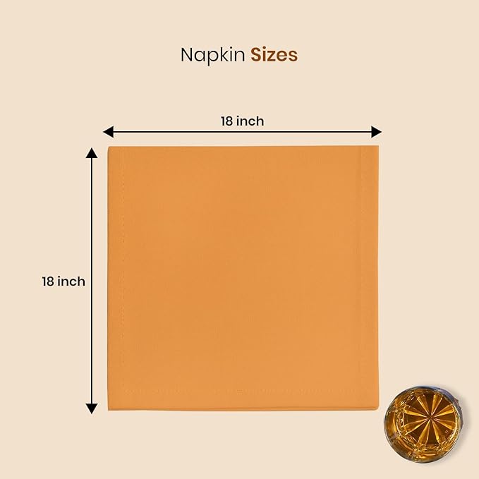LFH Home Cotton Rich Metered Napkins for Dining Table Set of 12, Elegant Cloth Napkins for Wedding Party or Everyday Use Machine Washable Durable Reusable and Soft for Hosting 18x18 Inch - Mustard