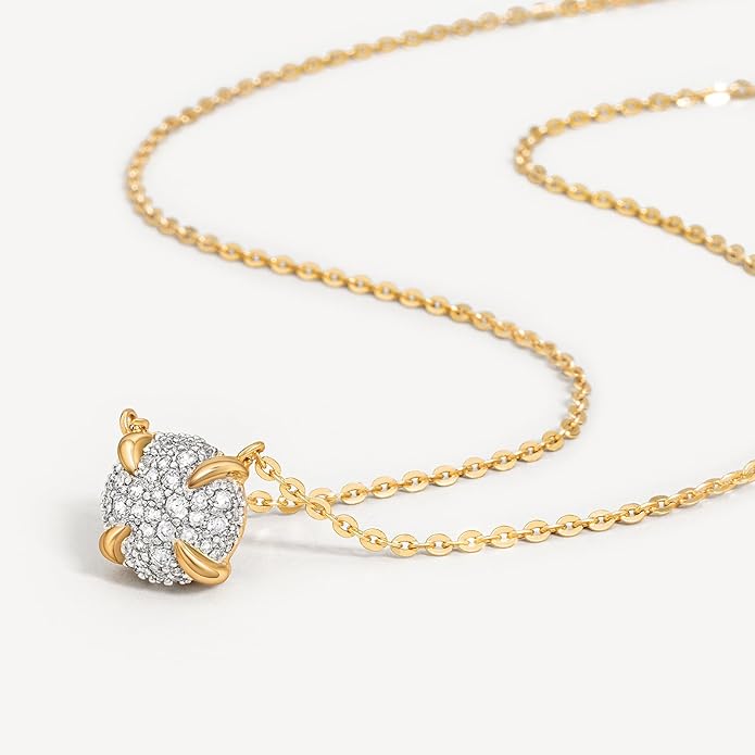 MEVECCO Dainty Gold Necklace For Women 18k Gold Plated Full CZ Pendant Necklace Handmade Necklace Jewelry Everyday Wear