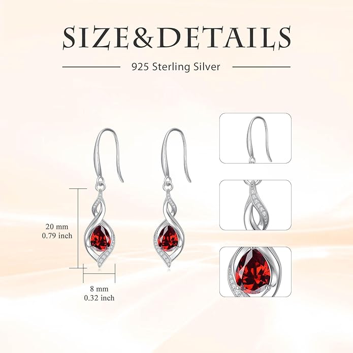 Birthstone Earrings for Women 925 Sterling Silver Infinity Love Jewelry Valentines Day Birthday Gifts for Her Mom Wife Girlfriend
