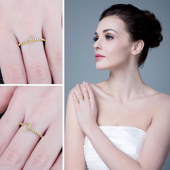 JewelryPalace 14k White Yellow Rose Gold Plated 925 Sterling Silver Rings for Women, Cubic Zirconia Promise Rings for Her, Stackable Wedding Bands Rings for Women Infinity Forever Love Knot Ring