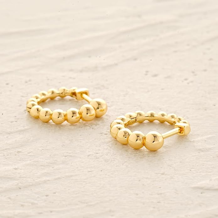 MYEARS Women Earrings Gold Huggie Hoop Ear Stud Cuff 14K Small Simple Hypoallergenic Everyday Jewelry