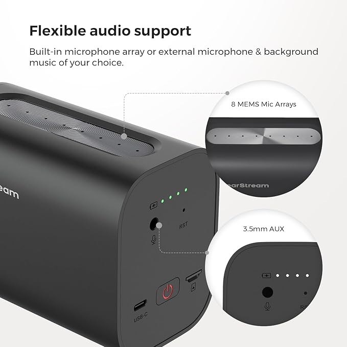 VM33 Gen 2 2K Wireless Streaming Camera with 40X Zoom, App Control, 6H Battery, RTMP & NDI Protocol, 8 Noise Canceling Mics/External Mic Input, Multi-cam, Stream on Facebook/YouTube/Twitch