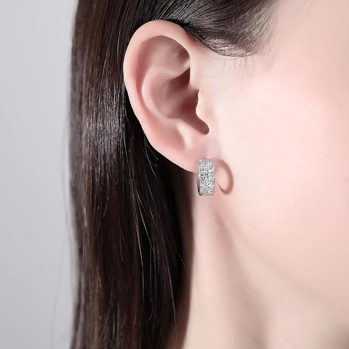 14K Gold Two - Tone Moissanite Ear Cuff Earrings for Women, Modern and Chic Style