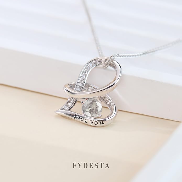 Enduring Hearts Purple Zircon Necklace for Women - 14K Gold Plated Copper Infinity Pendant, Dainty Everyday Jewelry