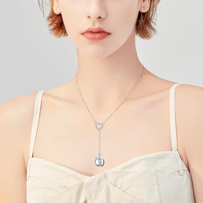 Long Necklace Sterling Silver Larait Bar Y Lariat Long Chain Drop Adjustable Necklace Gift for Her, 30"