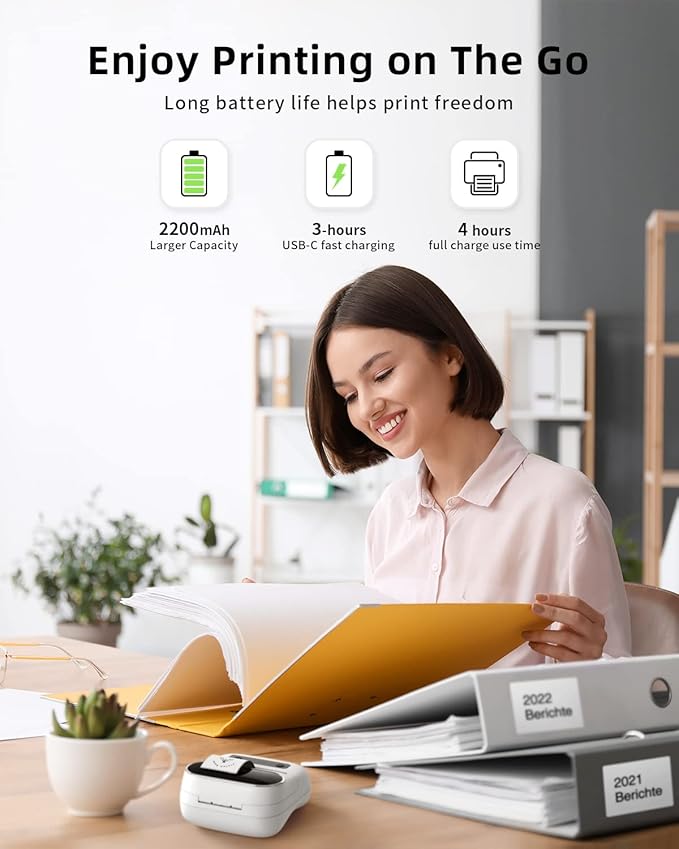 Phomemo Label Maker, M220 Barcode Printer, Thermal Bluetooth Label Printer for Address, Clothing, Warehouse, Mailing,Compatible with Phone & Laptop