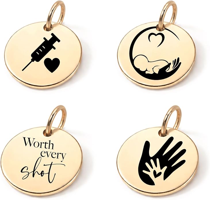 SM Design Pregnancy & New Baby Charm Set – Set of 4 Meaningful Stainless Steel Charms – Great for Crafting, Making Bracelets and Necklaces - Meaningful Keepsake Charms for Expecting & New Moms