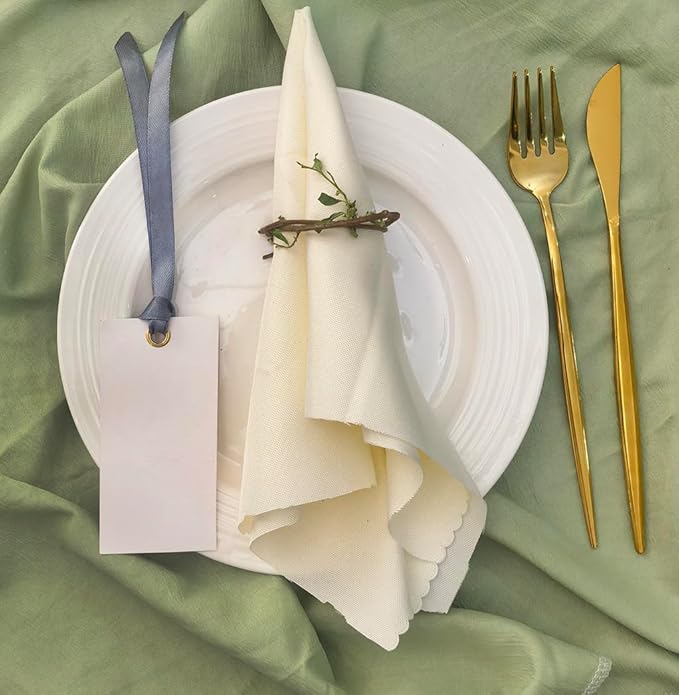 25 Pcs Name Place Cards Blank Seat Card, 2 x 4 in Table Cards with Stain Ribbon, Wedding Place Card, Hanging Tags for Wedding table Setting Reserved Chairs Signs Dinner Banquet Parties.(Gray)