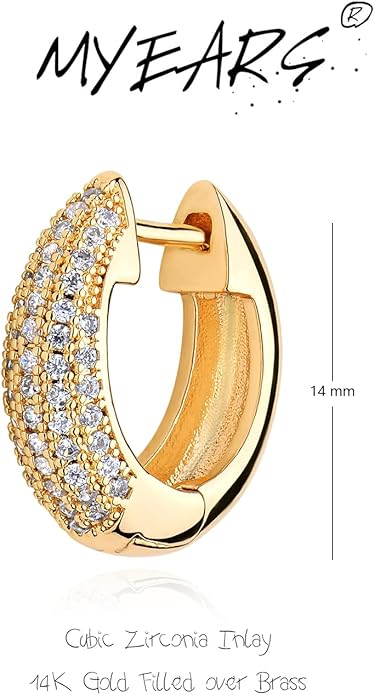 MYEARS Women Earrings Gold Huggie Hoop Ear Stud Cuff 14K Small Simple Hypoallergenic Everyday Jewelry