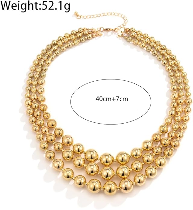 Punk Layered Beads Collar Choker Necklace for Women Chunky Stacking Bead Ball Necklaces Hip Hop Statement Necklace Wedding Jewelry Accessories