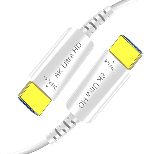 8K Fiber Optic HDMI Cable 15 FT, 8K@60Hz 4K@240Hz, Thin Extra Long HDMI Cable 48Gbps Ultra High Speed, Dynamic HDR, eARC, HDCP 2.2&2.3, 3D, Compatible for PS4/5/Xbox/TV/Laptop/Monitor