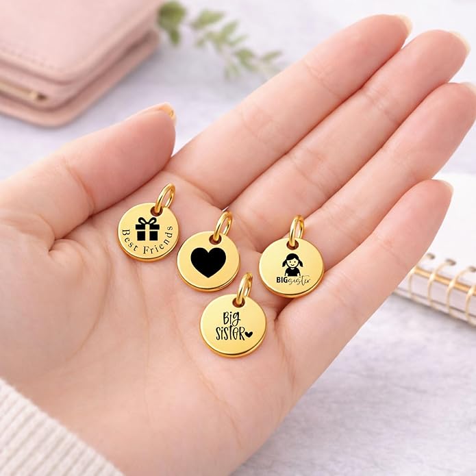 SM Design Pregnancy & New Baby Charm Set – Set of 4 Meaningful Stainless Steel Charms – Great for Crafting, Making Bracelets and Necklaces - Meaningful Keepsake Charms for Expecting & New Moms