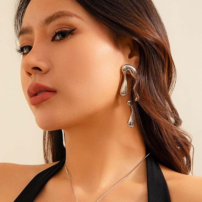 Teardrop Earrings Gold Palated Earrings Large Irregular Geometric Studs Big Lightweight Waterdrop Earrings Jewelry for Women